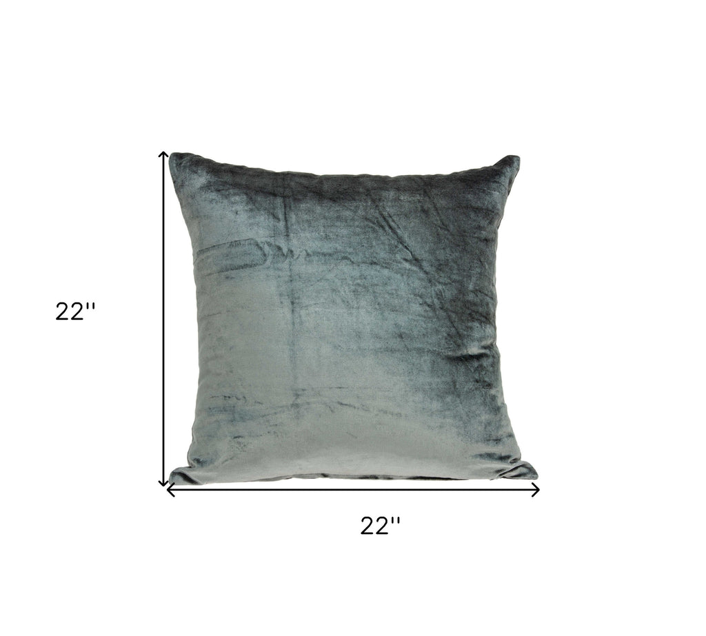 22" X 7" X 22" Transitional Charcoal Solid Pillow Cover With Poly Insert-2