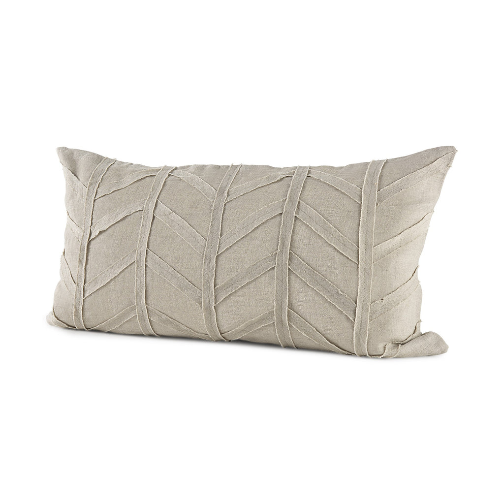 Light Gray Chevron Textured Lumbar Pillow Cover-0