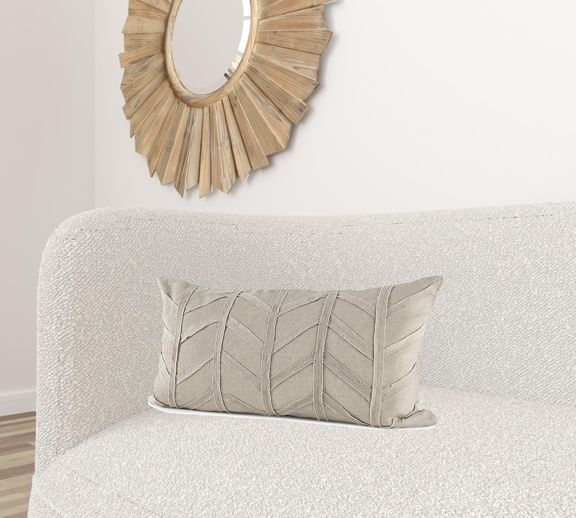 Light Gray Chevron Textured Lumbar Pillow Cover-1