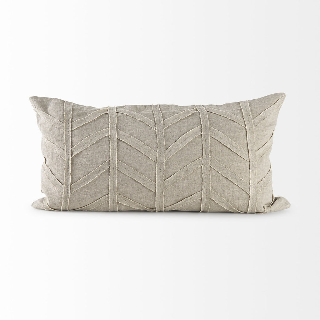 Light Gray Chevron Textured Lumbar Pillow Cover-2