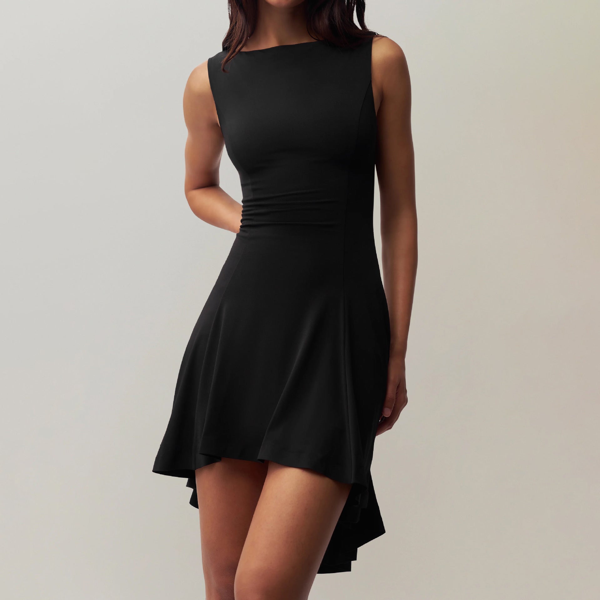 Sleeveless Sexy Hot Girl Off-neck Dress Waist Slimming Back